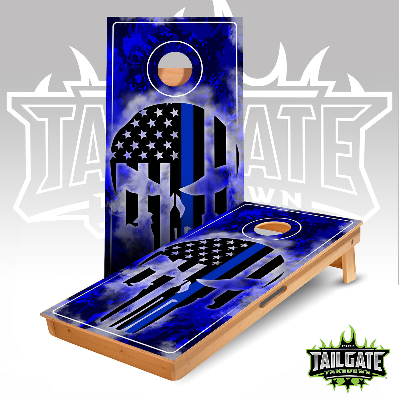 Blue Punisher Cornhole Boards
