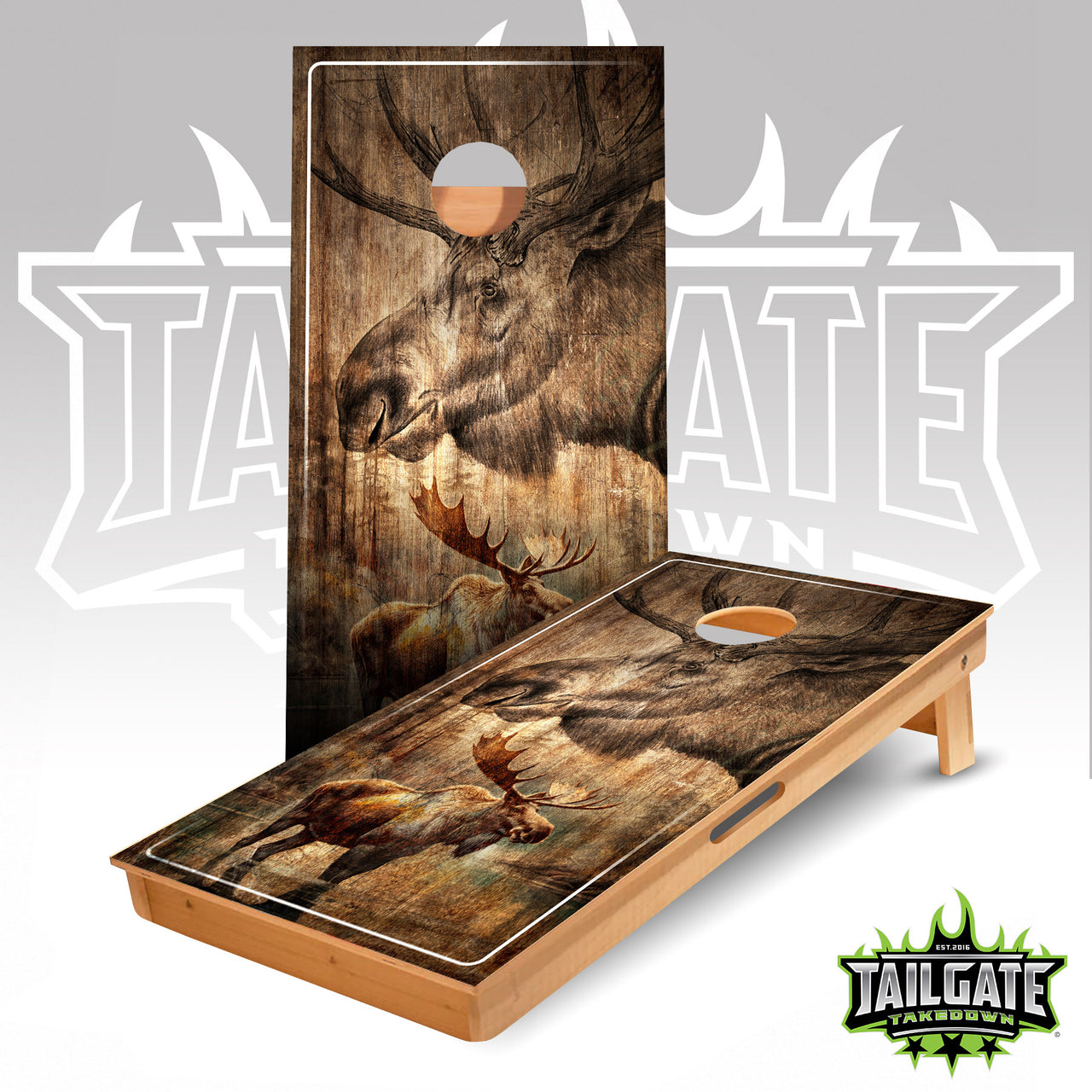 Moose Water Scene Cornhole Boards