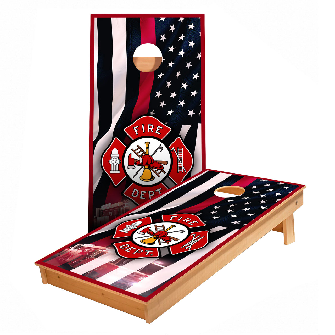 Firefighter Red Flag Cornhole Boards